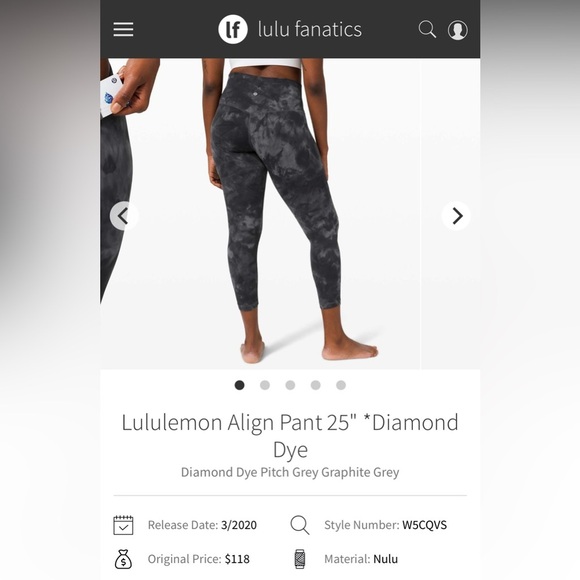 #49- $45/ RETAIL $98 LULULEMON Align Pant 25" *Diamond Dye-  Pitch Graphite Grey - Picture 3 of 5